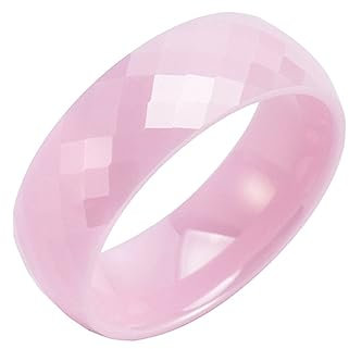 Ayoiow Keramik Damen Ringe 8MM Rosa Ring Verlobung Damen Rhombus Muster