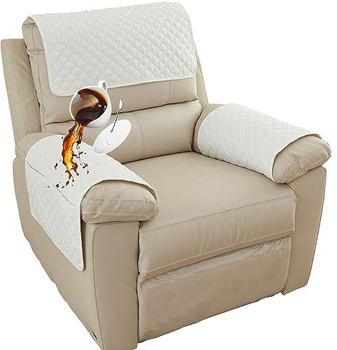 NNSMUN Sesselschoner für Relaxsessel mit Armlehnen, Wasserdicht Sesselauflage rutschfest Armlehnenschoner, Möbelschutz für Sofa, Stuhl (Beige,1 Sitzer (3 Stück))