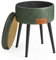 VASAGLE EKHO Collection - Storage Ottoman, Dressing Table Stool, Synthetic Leather with Stitching, Mid-Century Modern, Round Storage Stool Seat with Steel Legs, Loads 150 kg, Forest Green LOM005C51