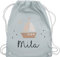 Turnbeutel Rucksack - Süßes Segelboot Boot Segler - Unisize - Pastell Blau - segler-geschenk bag und name stoff