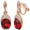 Vissen Boucles D'oreilles Clips Rouge Zirconium Pendantes Femme Boucles D'oreilles Non Percées Plaqué Or Grosse Bijoux