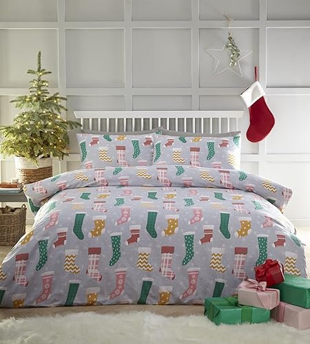 Charlotte Thomas Weihnachtsstrümpfe, Bettbezug-Set, Mehrfarbig, Weihnachts-Bettwäsche-Set, Doppelbett