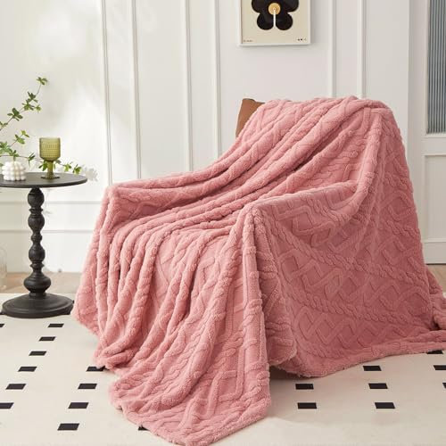 QOFLY Kuscheldecke Fleecedecke Rosa Flanell Decke Einfarbig Wohndecken 150x200cm Couchdecke Flauschig Überwurf Mikrofaser Tagesdecke Sofadecke Blanket Für Bett Sofa Schlafzimmer Büro