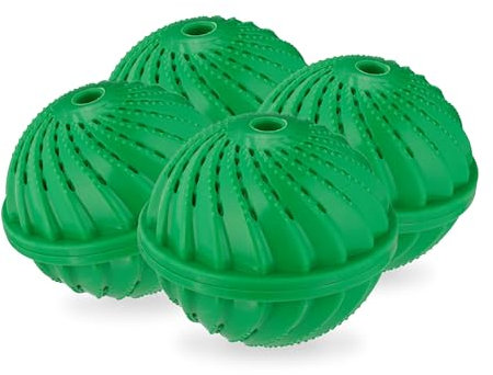 Relaxdays Sfere per Lavatrice, Set da 4 Palle per Lavaggio Senza Detersivo, Alternativa Ecologica, Palline Bucato, Verde