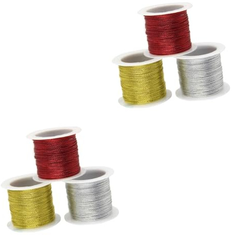 NUOBESTY 6pcs Red Rope Twine String Gold Yarn Wrapping Twine Metal Wire Glitter Onions Line Diy Garment Sewing Decoration
