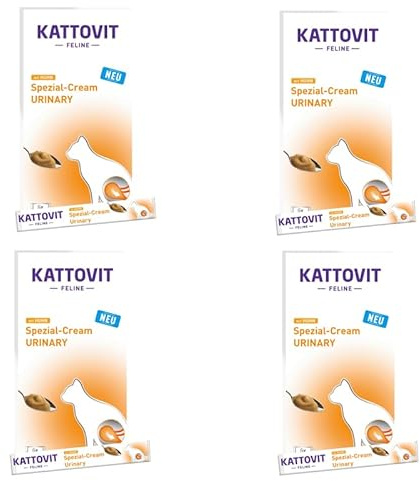 Kattovit Spezial-Creme Urinary mit Huhn | 4er Pack | 4 x 6 x 15 g | Ergänzungsfuttermittel für ausgewachsene Katzen | Ganz ohne Zucker und Farb- und Konservierungsstoffe