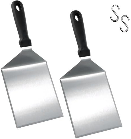 Grande Spatule à Hamburger, Spatules pour Barbecue, Acier Inoxydable Métal, Lot de 2 Spatule à Griller pour Hamburger Écrasé pour La Propagation de La CrèMe, Omelett und Steak