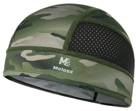 MELASA Cooling Skull Caps Helmet Liner, Lightweight Mesh Under Helmet Cycling Motorcycle Hard Hat Sweat Liner for Men Women (Camouflage Army Green)