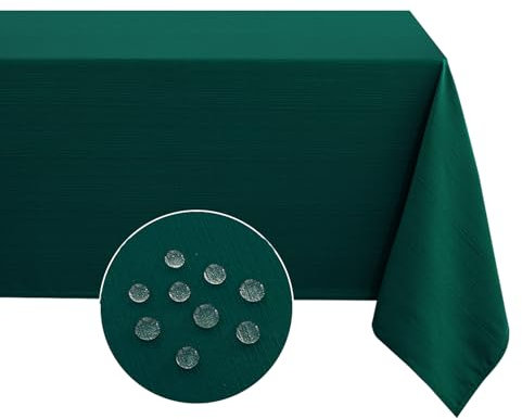 Softalker Tischdecke 320 x 140 Weihnachten Dunkelgrün Abwaschbar Weiss Wasserabweisend Leinen Struktur rechteckig großes Tischtuch Deko für Outdoor Draußen Garten Party Geburtstag Silvester
