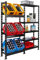 PROREGAL Getränkekistenregal Tegernsee XXL Schwarz | 6 Kisten mit 5 Ablagen | HxBxT 180x160x30 cm | freistehend Kistenständer Getränkeregal Wasserkistenregal Bierkistenregal