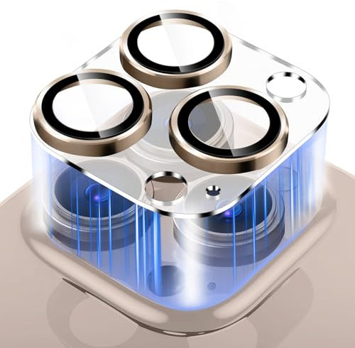 HinZann Kameraschutz für iPhone 16 Pro/iPhone 16 Pro Max, [AG-Frosting-Prozess, Einteiliges Design, Ultra-Klar] 9H Härte Panzer Schutz Glas Kratzfest für iPhone 16 Pro/iPhone 16 Pro Max (Gold)