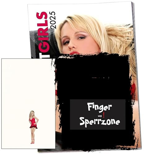 Erotik Kalender 2025, 11 verschiedene Pin-Up Motive, DIN A4, aufgeklappt A3 Wandkalender, inkl. Mappe und Magneten (Hot Girls)