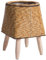 PACHHK Vintage Rattan-Blumenregal, handgefertigt, mit Holzbeinen, Blumentopfständer, einfache Installation, C