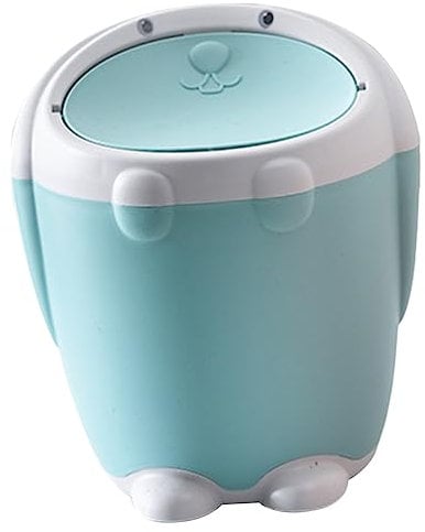 VOSAREA Poubelle De Bureau à Couvercle à Pression Petit Conteneur à Déchets Vert En Plastique Multifonction Pour Maison Bureau Dortoir