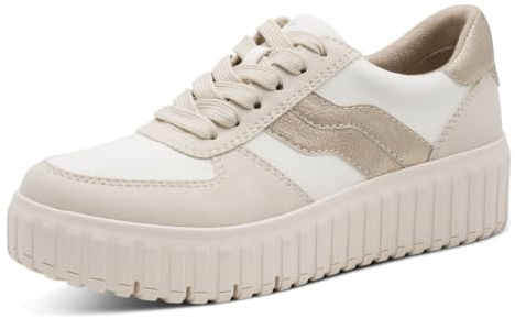 Jana Damen Plateau Sneaker mit Reißverschluss Vegan, Beige (Beige Comb), 41 EU
