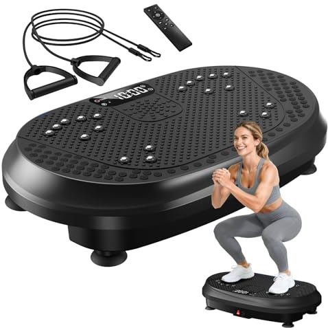 Vibration Plate Exercise Machine, Vibrating Fitness Platform for Lymphatic Drainage, Full Body Shaker Workout Equipment, Bluetooth Power Shaping Vibrate Plate, Board Sport for Home Exercise Gym, Black