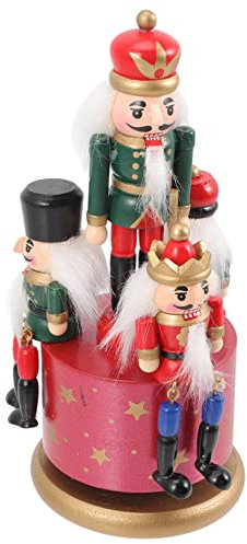 MAGICLULU 4pcs Xmas Nutcracker Designed Music Box Desktop Adorns Craft Nutcracker Ornament Rotating Music Box
