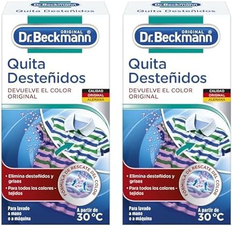 Dr. Beckmann Quita Desteñidos | Elimina con eficacia las manchas y decoloraciones de la colada | Restaura los colores originales | 75 g (Paquete de 2)