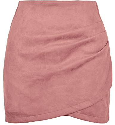 FUNSEED Jupe courte en daim extensible de qualité supérieure - Taille haute - Pour femme