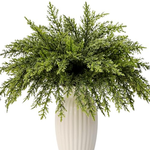 30 rami di pino artificiali natalizi, 28 cm, realistici, in finto legno di cedro, aghi per riempire vasi, fai da te, ghirlande, ghirlande, decorazioni natalizie, per interni ed esterni (30, verde)