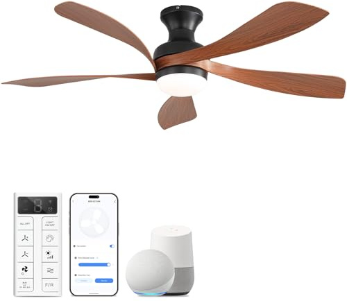 Sofucor Smart Ventilatore da Soffitto con Luce, Alexa/App, Telecomando | 132 cm, WiFi, Timer, 6 Velocità, 3 Regolazioni di Colore, DC, Silenzioso, per Soggiorno