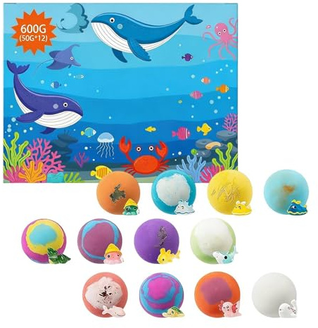 Badebälle mit Spielzeug 12 Stück Bunte Sanfte | Badebälle als für Teenager, , , , Mädchen, Kinder