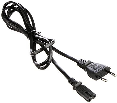 Hama Euro-Netzkabel 2-polig 1,5m, gerade (Eurostecker auf Doppelnut, Netzstecker auf Euro 8 Doppelbuchse) Stromkabel schwarz