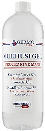 Germo Multiusi Gel Igienizzante, Pronto all'Uso, per l'Igiene delle Mani, Uso Senz'Acqua, Dermatologicamente Testato, Presidio Medico Chirurgico, Confezione 1000 ml senza dosatore venduto a parte