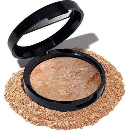 LAURA GELLER Baked Balance-n-Brighten Colour Correcting Powder Foundation (Medium) Buildable Light to Medium Coverage Baked Foundation, Demi-Matte Finish