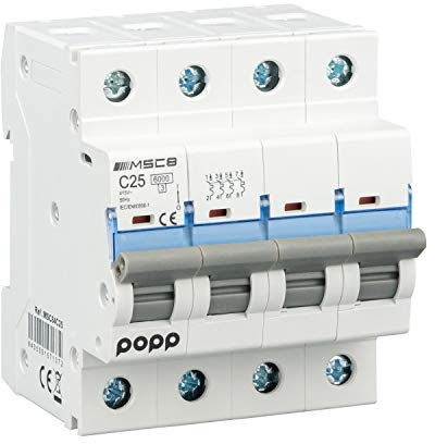 POPP® Interruptor Automático Magnetotérmico industrial CURVA C 1P 2P 3P + 6A 10A 16A 20A 25A 32A 40A 50A 63A (4P, 25A)