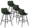 WOLTU 4 X Tabouret de Bar Bistro Chaise de Bar Assise rembourrée en Velours avec Pieds et Repose-Pieds en métal,Vert Foncé BH143dgn-4