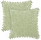 CaliTime Kissenbezüge, gemütlich, einfarbig, weich, Chenille, mit Pompons, für Couch, Sofa, Heimdekoration, 45 cm x 45 cm, Salbei, 2 Stück