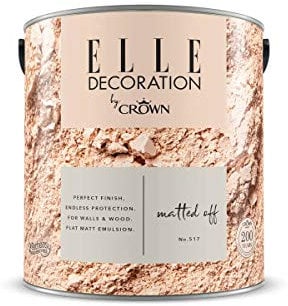 Crown ELLE DECORATION Matted Off No. 517, 2,5 L, extra-matte Premium Wandfarbe für Innen, für Wände und Holz, hohe Deckkraft, Innenfarbe,zarter Steinton