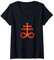 Damen Gothic Satanischer Luzifer Schwefel Verkehrt Leviathan Kreuz T-Shirt mit V-Ausschnitt