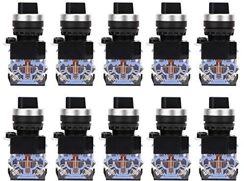 Interrupteur rotatif-10Pcs BEM38-11X/21 noir 1 bouton ouvert 1 fermé 2 positions autobloquant 22mm