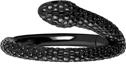 PIERCINGLINE Chirurgenstahl Segmentring Clicker Schlange Piercing Ohr Helix Conch Ring Schwarz 8 mm