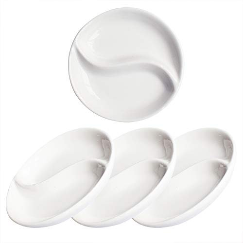 Pirhosigma Lot de 3 coupelles en porcelaine blanche en forme de huit trigrammes, pour sauce soja et sauces, pour dîner, pâtisserie, barbecue et cuisine
