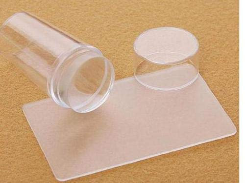 Aokeeu Klar Nail Art Stamper Schaber Set Transparent Silikon Marshmallow Nagel Stempel Maniküre Druckwerkzeug DIY, klar