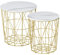 HOMCOM Set of 2 Nesting Side Tables with Storage, Round End Tables Coffee Tables with Steel Frame and Removable Round Top, for Living Room, bedroom, office, White