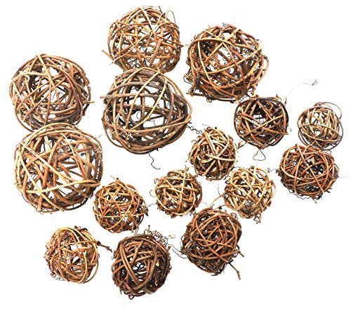 ABOOFAN Rattankugeln Rattan Dekokugeln Wicker Rattan Bälle Vase Füllstoffe Vogel Kauen Spielzeug für DIY Handwerk Hochzeit Weihnachten Home Baum Party Deko Aromatherapie Zubehör 15 Stück