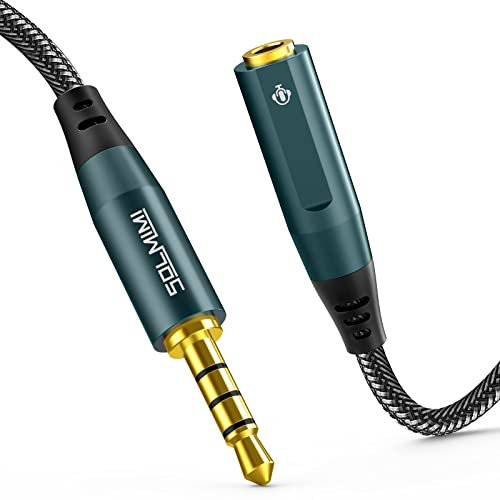 SOLMIMI 3.5mm Klinkenkabel Verlängerung (2.4M) TRRS Stecker auf TRRS Buchse Aux Verlängerungskabel Klinke Stereo Audio Headset Verlängerung für Kopfhörer, Lautsprecher, Smartphone, Auto