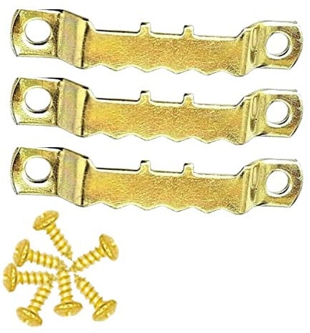 Saw Tooth Hangers Brass Picture Hanging Fixing Screw in Double Hole Hanger Hooks with Screws for Art Photo Canvas Wall Mounting Pack of 10 (45MM)