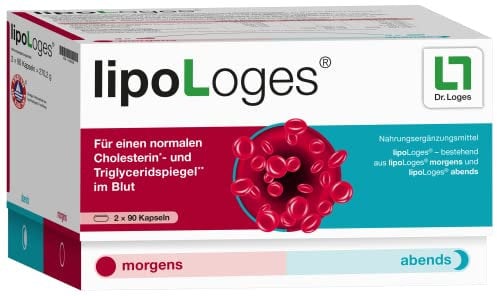 lipoLoges® - 180 Kapseln - Nahrungsergänzung bei Fettstoffwechselstörungen - Für gesunde Cholesterin- und Blutfettwerte - mit hochwertigen Omega-3-Fettsäuren