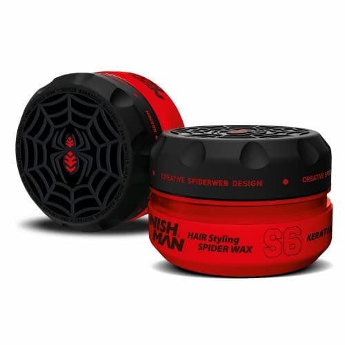 NISHMAN Aqua Spider Wax S6 – Keratin Red 150g – Mango Duft – Starker Halt & Glänzendes Finish Haarwachs für Männer, Flexibles Styling für Alle Haartypen