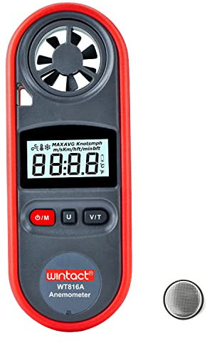 Wintact Digitale LCD Wind Speed Scale Gauge Meter anemometro termometro - palmare anemometro Misura per Vela Pesca