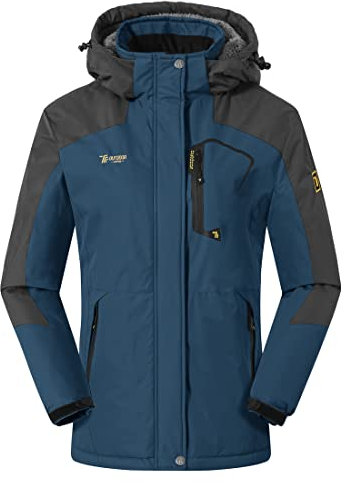 donhobo Damen Wanderjacke Winter Outdoor Mantel Wasserdicht Regenmantel Winddicht Fleecejacken Hooded Skijacken Softshelljacke (Denim blau, M)
