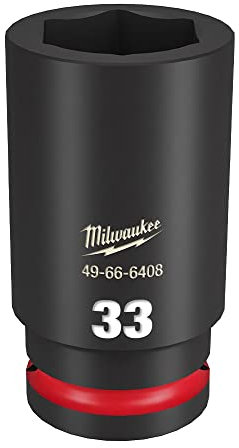 Milwaukee Shockwave 3/4-Inch Drive Deep 6 Point Impact Socket, 33 mm Size