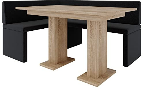 Eckbank Akiko mit Tisch - Eckbankgruppe für Ihrem Esszimmer, Küche modern, Sitzecke, Essecke. Perfekt für Küche, Büro und Rezeption. Solide und Starke Verarbeitung (INARI 100, 168x128 Links)