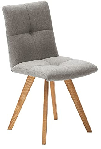 HOMELIV. Herbs Stuhl, 43x56x84 cm, Eschenholz Seidengrau | Polyester-Esszimmerstuhl, mit Polsterung, 43x56x84 cm, Seidengrau, bequem gepolstert, für den Wohnbereich, für Esszimmer