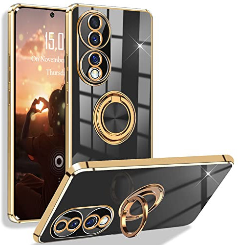XCYYOO Hülle für Honor 70 mit Ring Handyhülle Magnetische Autohalterung 360° Halter Ständer Luxuriös Galvanisierte Kratzfest Stoßfest Silikon Dünn Schutzhülle Bumper Case